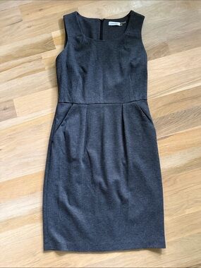 Calvin Klein Dark Charcoal Gray Sleeveless Sheath Dress